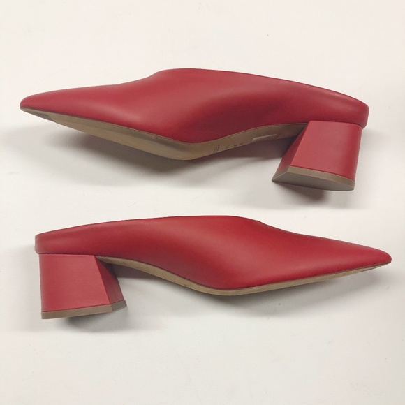 VINCE Ralston Red Pointed Toe Leather Mules - Picture 5 of 8